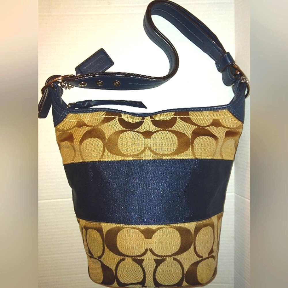 ☆Brand New☆COACH Signature Large Rugby Stripe 2 Way Duffle Crossbody